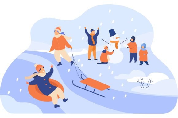 Download Happy Kids Enjoying Winter and Snow, Sli - Joy Collection