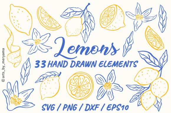 Download 33 Hand Drawn Lemon Botanical Fruit PNG - Draw Collection