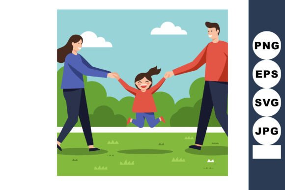 Download Family Enjoying Outdoor Play with Parent - Joy Collection