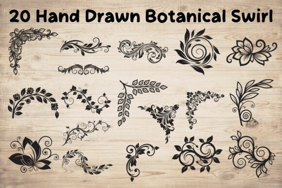 Download Hand Drawn Botanical Swirl SVG Bundle - Draw Collection
