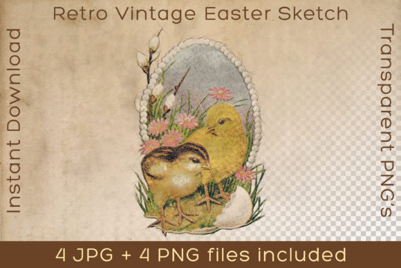 Download Easter Chickens Vintage Floral Drawing - Draw Collection
