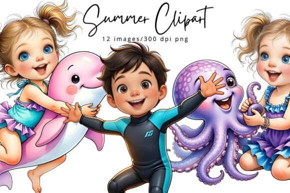 Download Cheerful Cartoon Children Enjoying Summe - Joy Collection