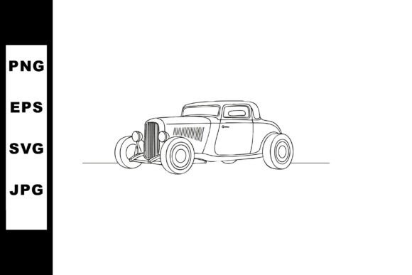 Download Classic Vintage Car Vector Line Drawing - Draw Collection