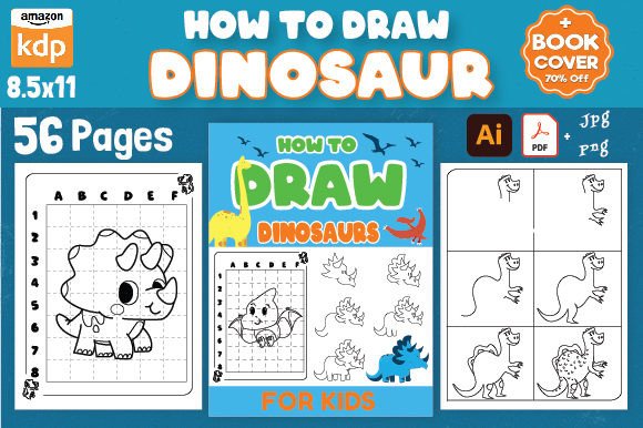 Download How to Draw Dinosaur with Book Cover KDP - Draw Collection