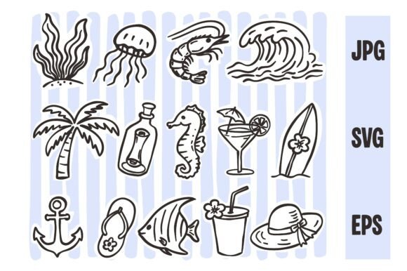 Download Hand Drawn Summer Coastal Doodles Design - Draw Collection